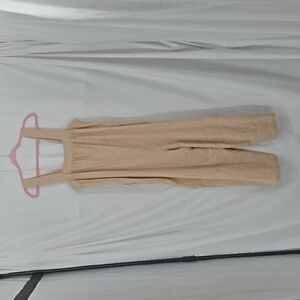 Mable Beige Cream Overall Jumpsuit Oversized Square Front Back Zipper Size Med.